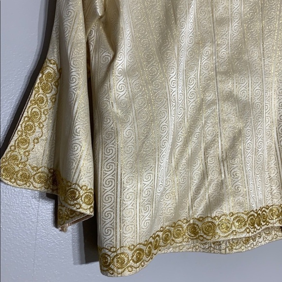 Handmade Gold Bell Sleeve embroidered trim tunic gold custom medium - Picture 3 of 8